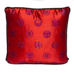 Pre Owned Versace Medusa Red & Blue Cotton Cushion