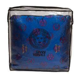Pre Owned Versace Medusa Red & Blue Cotton Cushion