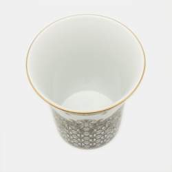 Rosenthal Meets Versace White & Black Margueterie Printed Porcelain Short Vase