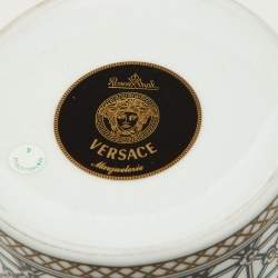 Rosenthal Meets Versace White & Black Margueterie Printed Porcelain Short Vase