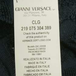 Pre Owned Versace Home Navy Blue Terry Baroque Print Belted Bathrobe M