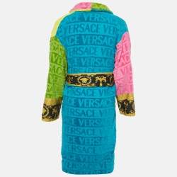 Pre Owned Versace Home Multicolor Terry Baroque Print Belted Bathrobe M