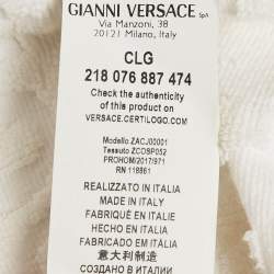 Pre Owned Versace Home White Terry Baroque Belted Bathrobe M