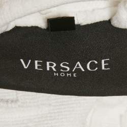 Pre Owned Versace Home White Terry Baroque Belted Bathrobe M