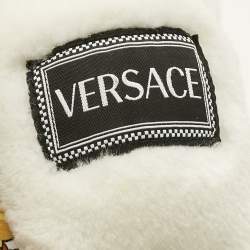 Pre Owned Versace Yellow/White Barocco Print Satin Teddy Bear