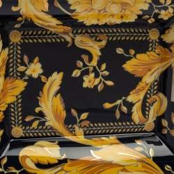 Pre Owned Versace X Rosenthal Dark Blue & Yellow Barocco Vanity Ashtray 16 cm