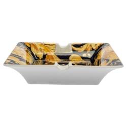 Pre Owned Versace X Rosenthal Dark Blue & Yellow Barocco Vanity Ashtray 16 cm