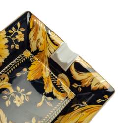 Pre Owned Versace X Rosenthal Dark Blue & Yellow Barocco Vanity Ashtray 16 cm