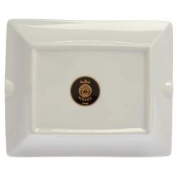 Pre Owned Versace X Rosenthal Dark Blue & Yellow Barocco Vanity Ashtray 16 cm