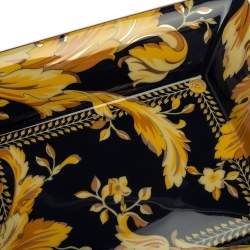 Pre Owned Versace X Rosenthal Dark Blue & Yellow Barocco Vanity Ashtray 16 cm