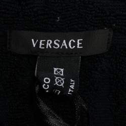 Pre Owned Versace Black Barocco Logo Terry Cotton Large Beach Towel