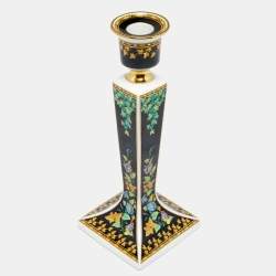 Pre Owned Rosenthal Meets Versace Gold Ivy Floral Print Porcelain Candle Holder