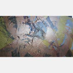 Golden Flow Abstact Painting Original Artwork On Canvas By Viktoria Lapteva, Ukraine,2021 (80 X 90)