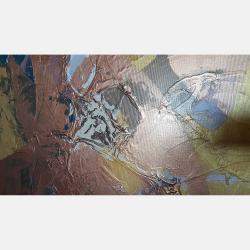 Golden Flow Abstact Painting Original Artwork On Canvas By Viktoria Lapteva, Ukraine,2021 (80 X 90)