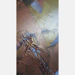 Golden Flow Abstact Painting Original Artwork On Canvas By Viktoria Lapteva, Ukraine,2021 (80 X 90)