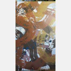 Golden Flow Abstact Painting Original Artwork On Canvas By Viktoria Lapteva, Ukraine,2021 (80 X 90)