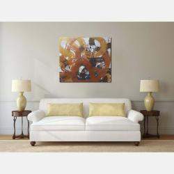Golden Flow Abstact Painting Original Artwork On Canvas By Viktoria Lapteva, Ukraine,2021 (80 X 90)