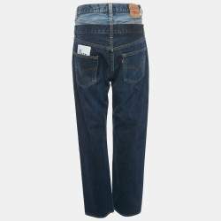 Pre Owned 1/off Blue Denim High Waist Baggy Remade Jeans M Waist 32"