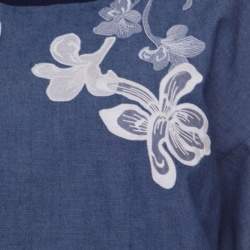 Pre Owned 3.1 Phillip Lim Indigo Floral Embroidered Chambray Box T- Shirt S