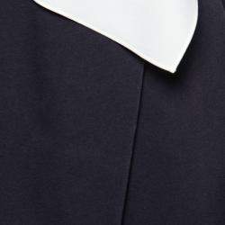 Pre Owned فستان سهرة 3.1 فيليب ليم ديرابية أمامي رقبة غير متماثلة عاجي و أزرق داكن S