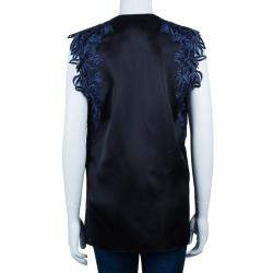 3.1 Phillip Lim Black Organza Giupure Lace Detail Blouse S