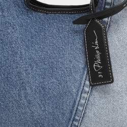 Pre Owned 3.1 Phillip Lim Washed Blue Denim Mini Market Tote