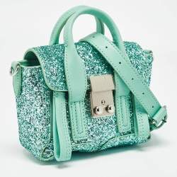 3.1 Phillip Lim Mint Green Glitter and Leather Nano Pashli Satchel