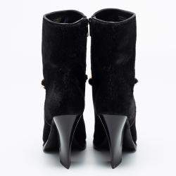 Pre Owned 3.1 Phillip Lim Black Suede And Calf Hair Berlin Chain Detail Ankle Boots Size 38.5