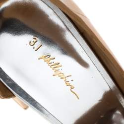 Pre Owned 3.1 Phillip Lim Beige Leather Peep Toe Ankle Strap D'orsay Pumps Size 38.5