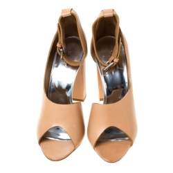 Pre Owned 3.1 Phillip Lim Beige Leather Peep Toe Ankle Strap D'orsay Pumps Size 38.5