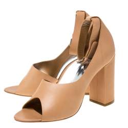 Pre Owned 3.1 Phillip Lim Beige Leather Peep Toe Ankle Strap D'orsay Pumps Size 38.5