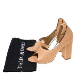 Pre Owned 3.1 Phillip Lim Beige Leather Peep Toe Ankle Strap D'orsay Pumps Size 38.5