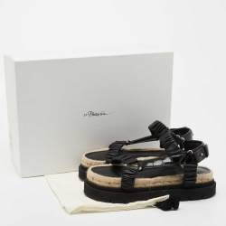 Pre Owned 3.1 Philip Lim Black Croc Embossed and Leather Espadrille Sandals Size 38