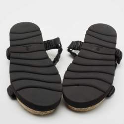 Pre Owned 3.1 Philip Lim Black Croc Embossed and Leather Espadrille Sandals Size 38