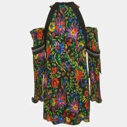 3.1 Phillip Lim Black/Multicolor Floral Print Crepe Cold Shoulder Mini Dress M