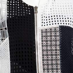 مملوكة مسبقًا 3.1 Phillip Lim White and Navy Blue Cotton Eyelet Patchwork Detail Bomber Jacket S