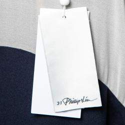 مملوكة مسبقًا فستان 3.1 فيليب ليم حرير بيج وأزرق كحلي كتل لونية S