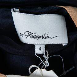 مملوكة مسبقًا فستان 3.1 فيليب ليم حرير بيج وأزرق كحلي كتل لونية S