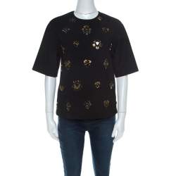 3.1 Phillip Lim Black Stretch Crepe Bead Embellished Top S 