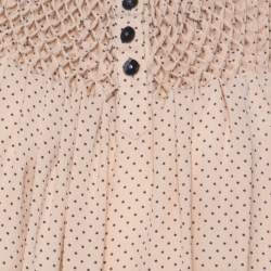 مملوكة مسبقً ا 3.1 Phillip Lim Beige Polka Dot Silk Smock Detail Long Sleeve Blouse M 