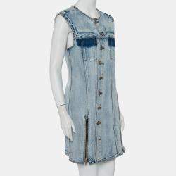 3.1 Phillip Lim Blue Light Wash Denim Asymmetric Button Front Sleeveless Mini Dress M