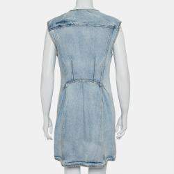 3.1 Phillip Lim Blue Light Wash Denim Asymmetric Button Front Sleeveless Mini Dress M