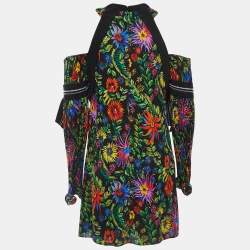 مملوكة مسبقًا 3.1 Phillip Lim Black Floral Printed Crepe Cold-Shoulder Mini Dress S