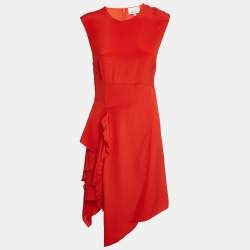 Pre Owned 3.1 Phillip Lim Orange Draped Silk Sleeveless Midi Dress S