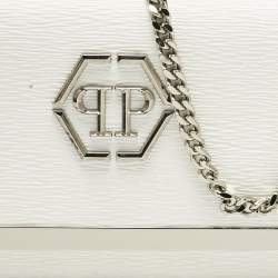 Pre Owned 3.1 Phillip Lim White Leather Logo Plaque Wallet on Chain