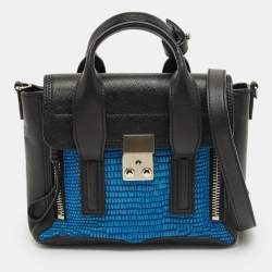 Pre Owned 3.1 Phillip Lim Black/Blue Textured Leather Mini Pashli Satchel
