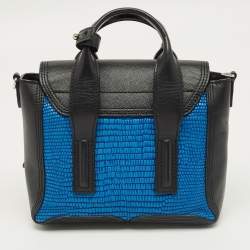 Pre Owned 3.1 Phillip Lim Black/Blue Textured Leather Mini Pashli Satchel
