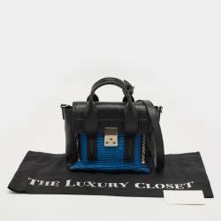 Pre Owned 3.1 Phillip Lim Black/Blue Textured Leather Mini Pashli Satchel