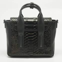 Pre Owned 3.1 Phillip Lim Black Python Embossed and Leather Mini Pashli Satchel