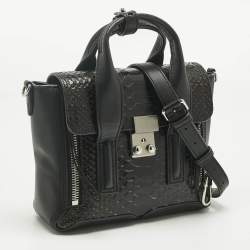Pre Owned 3.1 Phillip Lim Black Python Embossed and Leather Mini Pashli Satchel